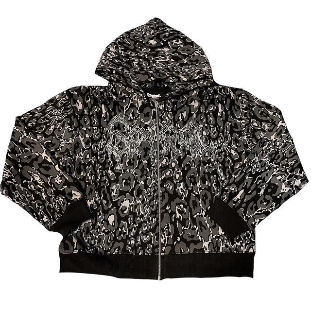 Leopard Rhinestone Hoodie